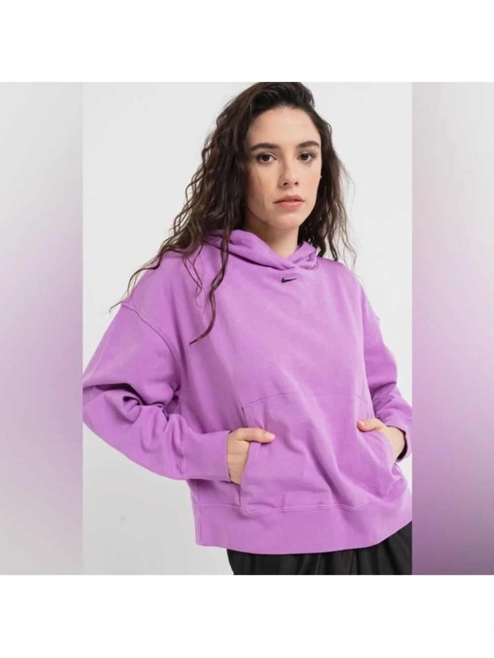 Nike Lavender Cropped Hoodie Sweatshirt